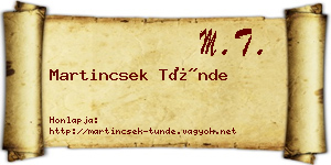 Martincsek Tünde névjegykártya